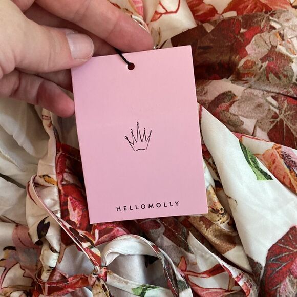 Hello Molly White Floral Mermaid Hotel Deep Plunge Backless Maxi Dress Sz 2 NWT - Picture 8 of 11